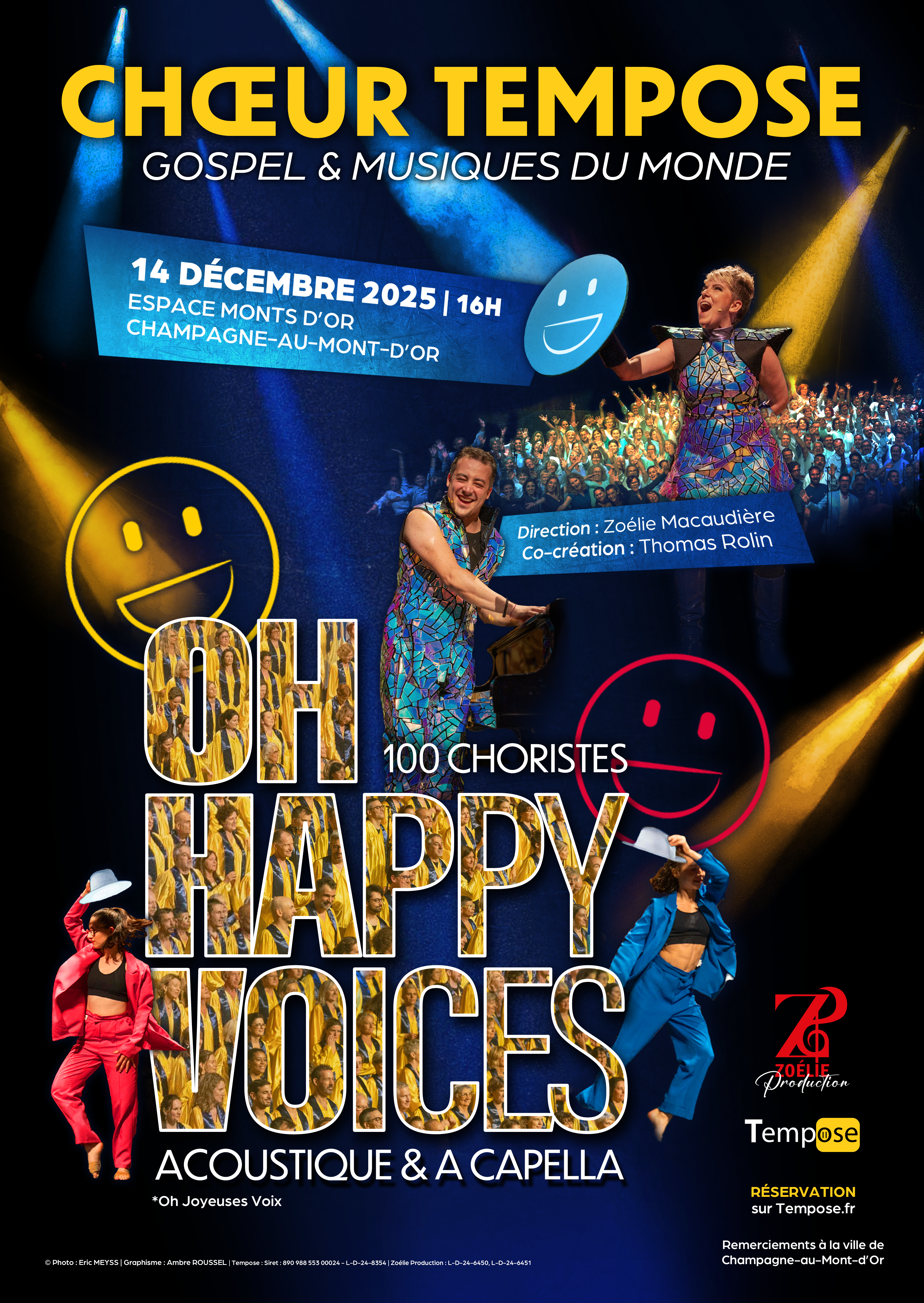 Affiche Chœur Tempose | Spectacle Oh Happy Voices | Espace Mont d'Or de Champagne-au-Mont-d'Or | 14 décembre 2025
